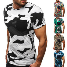 Load image into Gallery viewer, Muticolor Camo Men's T Shirts Slim Fit Cotton Short Sleeve Muscle Tee Army Tactical Combat TShirt Military Camouflage Camp Tops