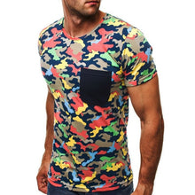 Load image into Gallery viewer, Muticolor Camo Men's T Shirts Slim Fit Cotton Short Sleeve Muscle Tee Army Tactical Combat TShirt Military Camouflage Camp Tops